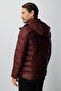Bordo Standart Fit Kapüşonlu Kapitone Şişme Spor Erkek Mont - 6