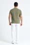 Short Sleeve Men's Ribbed Summer Muslin T-Shirt Khaki Hk - 2