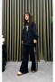 Leopard Embroidered Ribbed Double Pants Set - Women's Tracksuit Set