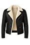 Men's Napa Leather Cross-Zip Full Fur-Lined High-Quality Slim Fit Black-Cream Coat & Jacket