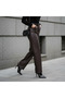 Bitter Brown Soft Lining Detailed Faux Leather Palazzo Pants - Fw25 - 5