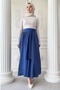 Pleated Belt Detail Cobalt Blue Skirt - 6
