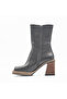 Dark Brown Genuine Leather Thick Heeled Women's Boots – 8 cm Heel, 15 mm Platform - 3