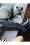 Ayakdaş Rider Flat Sole Genuine Leather Women's Boots Black