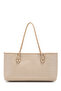 Knitted Detailed Faux Leather Dora Women's Shoulder Bag Cream