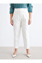 Ecru High Waist Cigarette Women's Trousers - 6