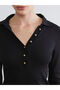 Black Polo Neck Modal Blend Women's T-Shirt - 3