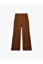 High Waist Pocket Detail Wide Leg Velvet Pants - 3