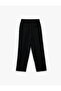 High Waist Metal Accessory Pocket Detail Elastic Waist Carrot Pants - 4