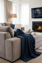 Soft Knitted Blanket Plain 130X170 cm Indigo |   Single Person Tv Blanket – Decorative and Lightweight