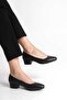 Genuine Leather Black Low Heeled Square Toe Stewardess Shoes - 4