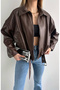 New Season P&B Faux Oversized Bomber Leather Jacket - 5