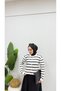 Button Detailed Striped Knitwear Hijab Cardigan - 3