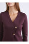 Lcw Vision Plum Double-Breasted Collar Women's Knitwear Cardigan - 3