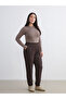 Brown Women's Jogger Sweatpants with Elastic Waist - 2