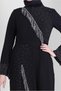 STONE EMBROIDERED CHAIN DETAILED EVENING DRESS 50381 - 4