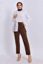 Women's Brown Elastic Waist Pants t 80004 - 3