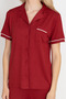 Massion Lairy Buttoned Short Sleeve Women's Burgundy Pajama Set - 5