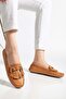 Women's Genuine Leather Buckle Classic Loafer - Tan