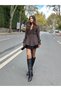 Women's brown leather cord tie detail knit cardigan - 4