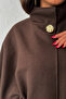Women's Brown Gold Button and Belt Detailed Cashmere Poncho Jacket - 2