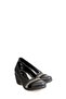 Black Wedge Heel Smoked Patterned Shoes