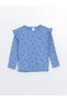 Lcw Kids Blue Crew Neck Long Sleeve Floral Girls T-Shirt