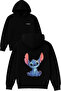 Cute Monster Design Printed Oversized Black Hooded Sweatshirt