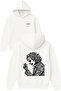 Charcoal Joker Design Printed Oversized White Hooded Sweatshirt