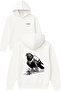 Guvercın Design Printed Oversized White Hooded Sweatshirt