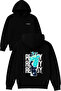 Relax Design Printed Oversized Black Hooded Sweatshirt