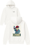 Crime Design Printed Oversized White Hooded Sweatshirt