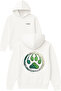 Cat Paw Design Printed Oversized White Hooded Sweatshirt