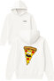 Pizza Man Design Printed Oversized White Hooded Sweatshirt