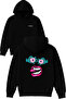 Single Eye Pink Design Printed Oversized Black Hooded Sweatshirt