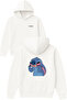 Blue Monster 1 Design Printed Oversized White Hooded Sweatshirt