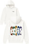 5 Heroes Design Printed Oversized White Hooded Sweatshirt