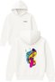 Doggy Dog Design Printed Oversized White Hooded Sweatshirt