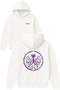 Purple Patterned Octopus Design Printed Oversized White Hooded Sweatshirt