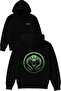 Round Green Snake Design Printed Oversized Black Hooded Sweatshirt