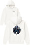 Octopus with Orange Eyes Design Printed Oversized White Hooded Sweatshirt