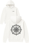 Sailor Mill Design Printed Oversized White Hooded Sweatshirt
