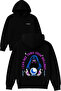 Buyucu Design Printed Oversized Black Hooded Sweatshirt