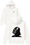 Lord of the Shadows Design Printed Oversized White Hooded Sweatshirt