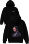 John Jick Design Printed Oversized Black Hooded Sweatshirt