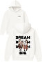 Dream Bıg Design Printed Oversized White Hooded Sweatshirt