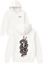 Sword Snake Design Printed Oversized White Hooded Sweatshirt