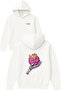 Skeleton Hand Heart Design Printed Oversized White Hooded Sweatshirt