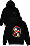 Princess Cotton Design Printed Oversized Black Hooded Sweatshirt