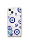 iPhone 15 Compatible Transparent Phone Case with Night Evil Eye Pattern